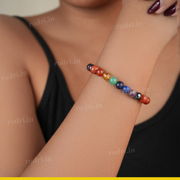 7 Chakra Healing Bracelet – Natural Stone Energy Balancing Bracelet for Peace, Positivity & Protection