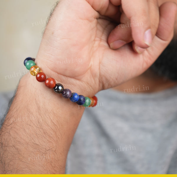 7 Chakra Healing Bracelet – Natural Stone Energy Balancing Bracelet for Peace, Positivity & Protection