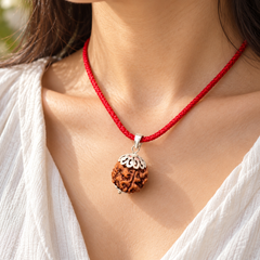 5 Mukhi Rudraksha Pendant Anti-Tarnish Silver-Plated (Lab Certified)