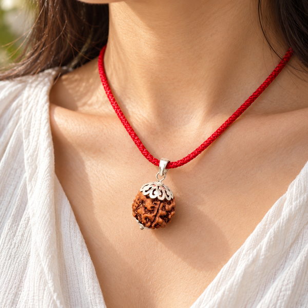 5 Mukhi Rudraksha Pendant Anti-Tarnish Silver-Plated (Lab Certified)