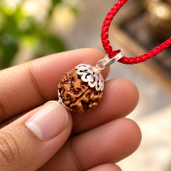5 Mukhi Rudraksha Pendant Anti-Tarnish Silver-Plated (Lab Certified)