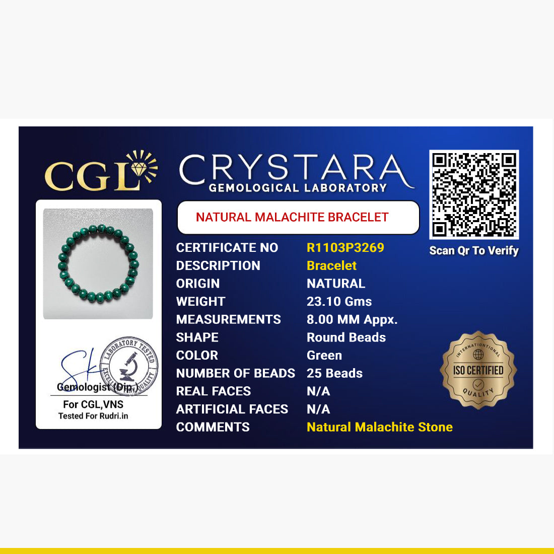 Green Melachite Bracelet