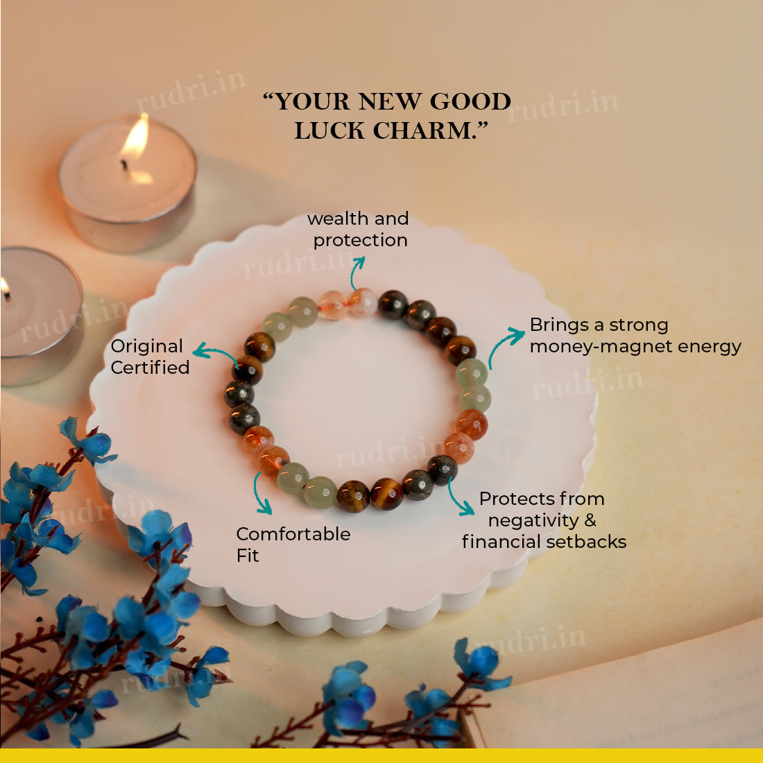 Money Magnet Bracelet - Pyrite, Tiger Eye, Citrine & Aventurine Beads