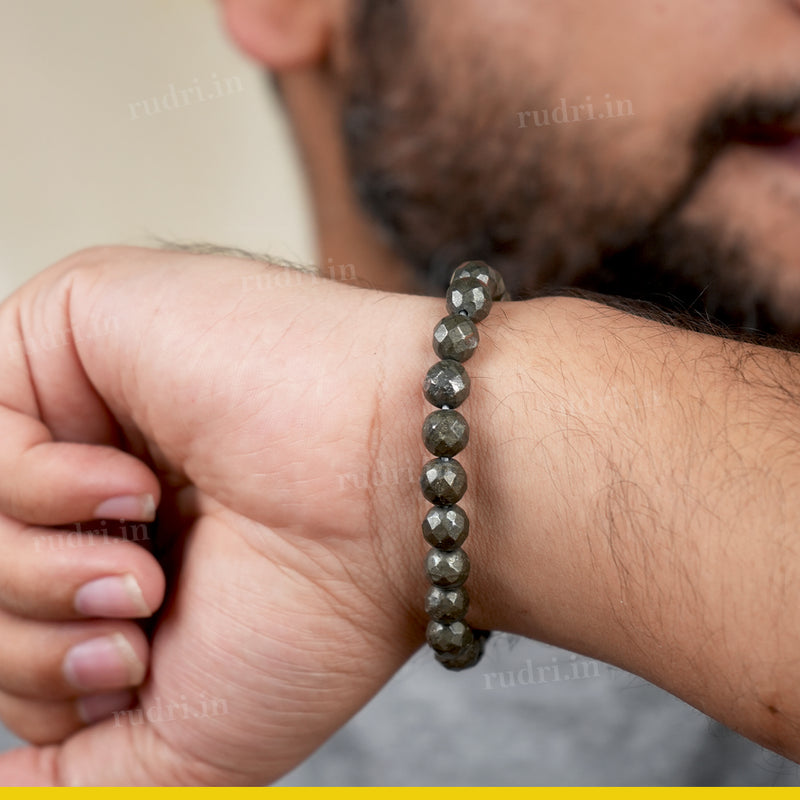 Pyrite Diamond-Cut Bracelet – Natural Wealth, Success & Protection Crystal Bracelet for Men & Women