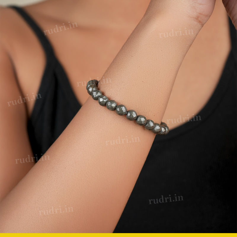 Pyrite Diamond-Cut Bracelet – Natural Wealth, Success & Protection Crystal Bracelet for Men & Women