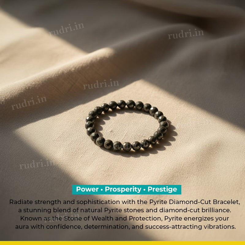 Pyrite Diamond-Cut Bracelet – Natural Wealth, Success & Protection Crystal Bracelet for Men & Women