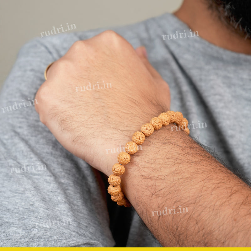 Natural Himalayan 5-Mukhi Rudraksha Bracelet – Divine Protection, Peace & Spiritual Energy