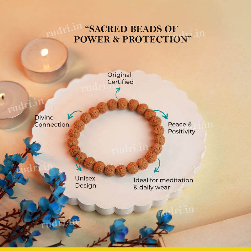 Natural Himalayan 5-Mukhi Rudraksha Bracelet – Divine Protection, Peace & Spiritual Energy