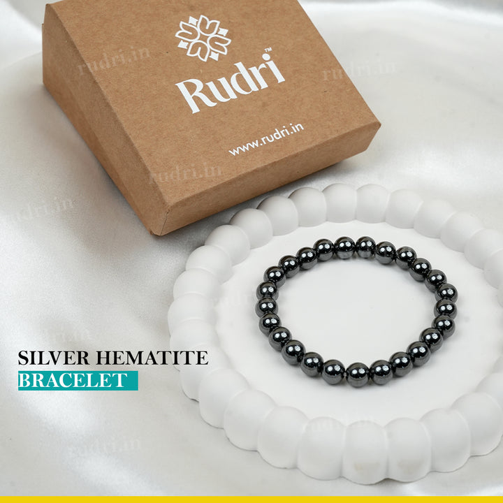 Silver Hematite Strength Stone Bracelet