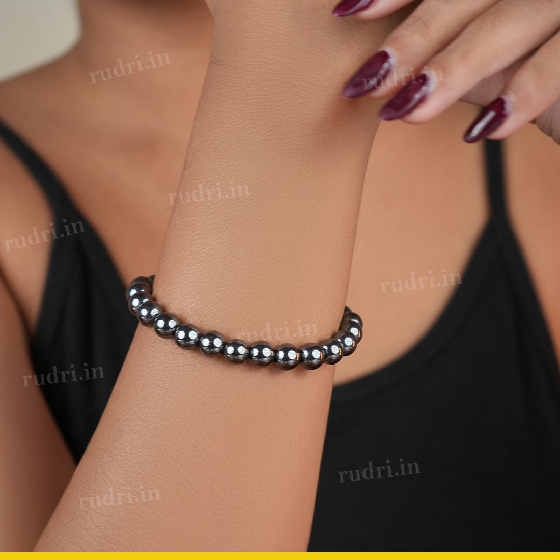 Silver Hematite Strength Stone Bracelet