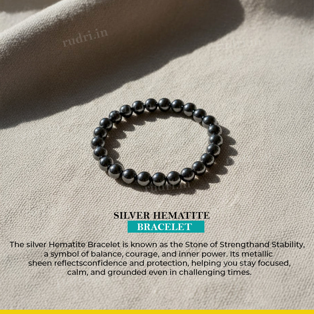 Silver Hematite Strength Stone Bracelet